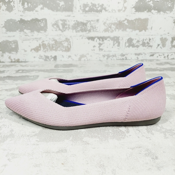 New Rothy's The Flat Pink Knit Pointy Toe Slip On Loafers W1007